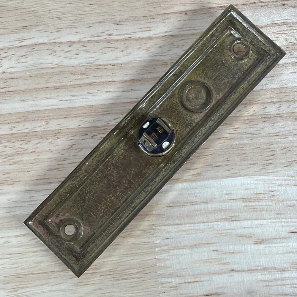 Solid Brass Door Bell Gold Tone Lighted Trine Chime Buzzer Vintage No Screws